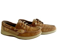 Sperry Topsiders Leather Women&#39;s 7M Gold Lace NM Shoes HW1 - £24.31 GBP