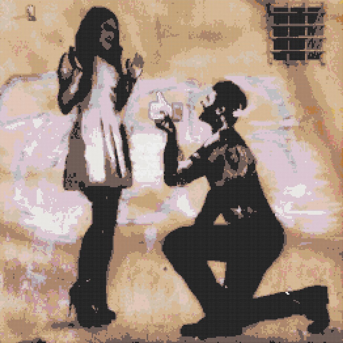 banksy Counted Cross Stitch pattern modern art cross - 262x262 stitches BN1820