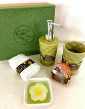 Bathroom Set: Green Tea Fragrant 5 Piece Set In Decorative Box.Free Shipping - £7.81 GBP