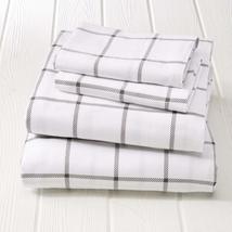 3 Piece Grey Windowpane Plaid Flannel Sheet Twin Set Gray Check Window P... - £43.18 GBP