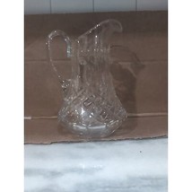 Starburst Lead Crystal Pitcher 9&quot;, Cut Glass Water Jug, Elegant Crystalware - £18.73 GBP