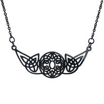 Womens Viking Knotwork Necklace Black Stainless Steel Celtic Circle Knot Amulet - £13.58 GBP