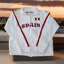 Machine Full Zip Spain Sweatshirt Mens Sz XL White Embroidered Fleece Ja... - $33.66