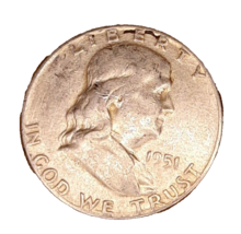 ½ Half Dollar Franklin Silver Coin 1951 P Philadelphia Mint 50C KM#199 - £12.98 GBP