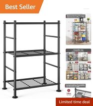Space-Saving 3-Tier Metal Shelf Organizer with Adjustable Feet for Home Use - $54.40