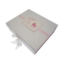 White Cotton Cards  New Baby Large Keepsake Box (Pink Pram and Bunting)  - $47.00
