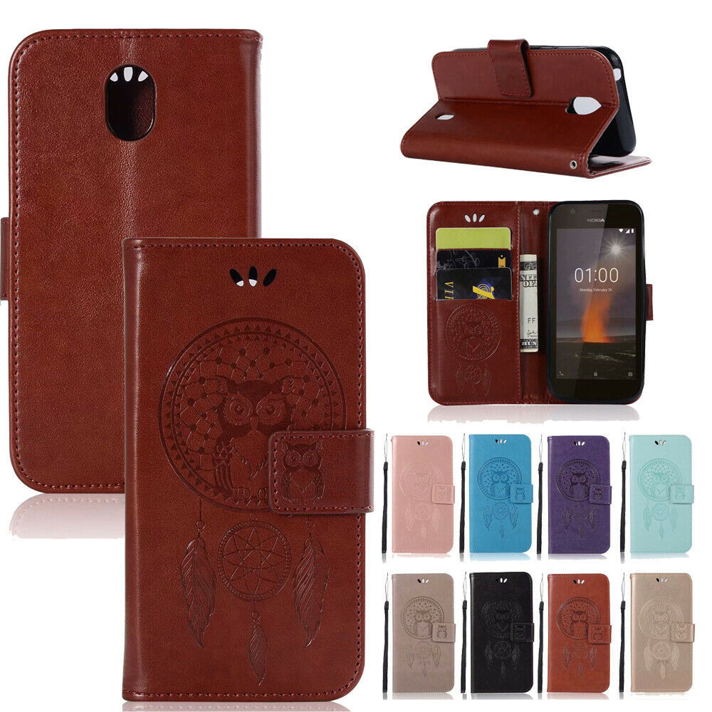 For Nokia 1 2 3 6 5 8 2017 7Plus 8 Sirocco Owl Pattern Leather Wallet Case Cover
