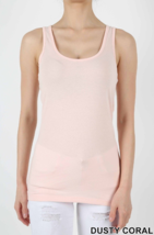 New Zenana Outfitters Med  Stretch Cotton Jersey Racer Back Tank Top Dusty Coral - £5.43 GBP
