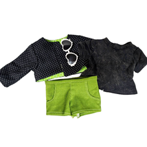 Doll Outfit 4-Piece Green Corduroy Black Glasses Shirt Set Fits American Girl - £13.44 GBP