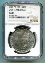 1878 7TF Reverse Of 1878 Morgan Silver Dollar Ngc MS63 VAM-117 Tripled Star Rare - £1,594.41 GBP
