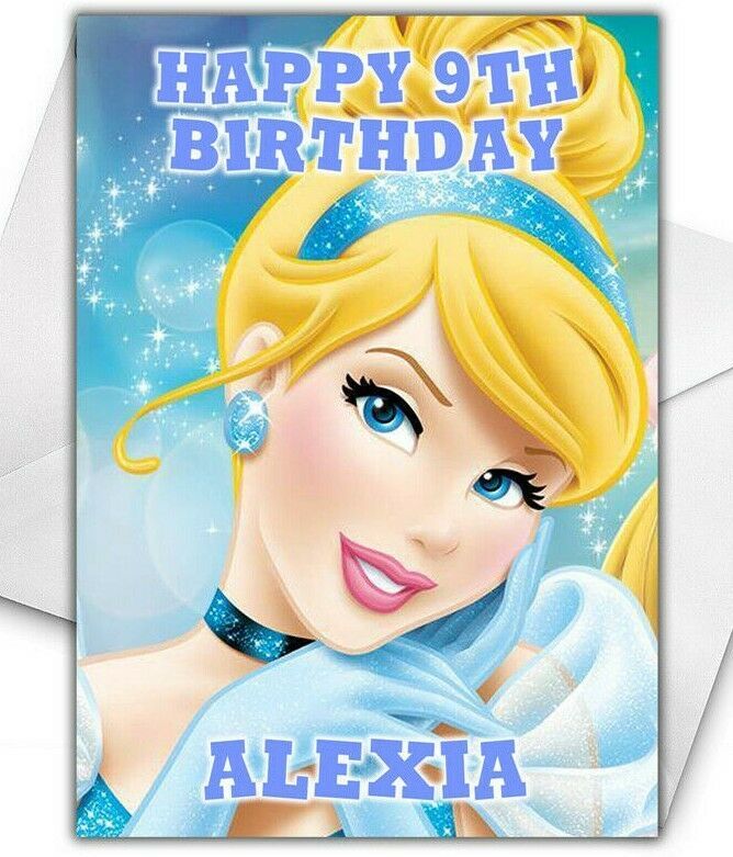 Primary image for CINDERELLA Personalised Birthday Card - Large A5 - Disney Princesses