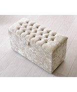 Velvet Upholstered Ottoman Storage Box Bedroom Footstool Blanket Toy Box... - $135.00