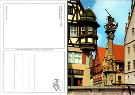 Germany Bavaria Rothenburg ob der St. Georgsbrunnen Fountain Vintage Postcard - £7.39 GBP