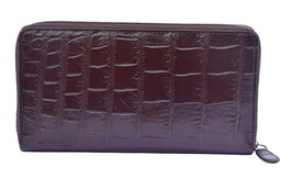 Premium Chocolate Brown Original Crocodile Belly Leather Ladies Clutch Wallet - £192.20 GBP