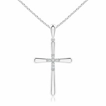 ANGARA Diamond Fluted Cross Pendant Necklace in 14K Gold (Grade-GVS2, 0.07 Ctw) - £436.61 GBP