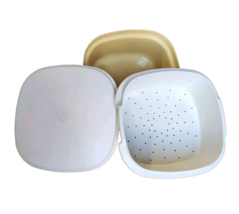 Vintage Tupperware Harvest Gold 3pc Microwave Steam n Store Container 88... - $18.00