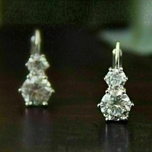 2Ct Rotondo Diamanti Finti Goccia &amp; Orecchini Pendenti 14K Placcato Oro Bianco - £68.48 GBP