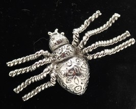 Vtg Silver Tone Spider Brooch - $247.28 MXN