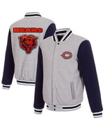New Mens Bears 2-tone Reversible Fleece Jacket JHDesign - Gray/Navy - $89.90