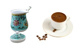 3-Piece Turkish Coffee Pot Set with Covers - Enamel Design Milk Butter Warmer - £23.54 GBP