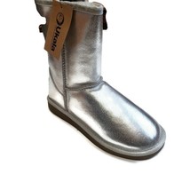 Ukala Evie Low Winter Boots Womens Size 6 Australian Merino Silver - $50.02