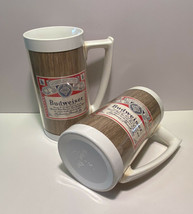 2 Vintage Budweiser Thermo Serv Plastic Beer Mugs West Bend Man Cave Bar USA - £19.25 GBP