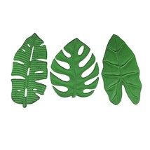 Set of 3 Aged Green Cast Iron Tropical Leaf Kitchen Trivets Wall Hangings - $39.59