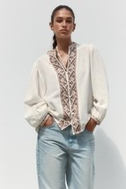$59 NWT ZARA COTTON-LINEN EMBROIIDERED BOHEMIAN SHIRT XS-S - $806.29 MXN