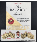 VTG Ron Bacardi Superior Puerto Rican Rum Liqueur Bottle Amber Label 5.2... - $13.99