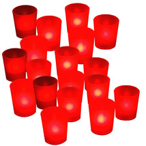 New RED Flickering 18 Flicker Light Flameless LED Tealight Votive Tea Ca... - $25.99