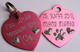 Pink Heart Shape Dog Tag Mummies True Love With Gift Box Personalised 30MM Tag - £15.67 GBP