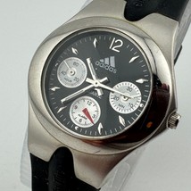 Stylish Quartz Watch Women Silver Black Oval Rubber Band Analog New Battery - $18.99
