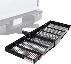 Rear Basket Hitch Mount Cargo Luggage Basket Fits 2&quot; Hitch Receiver For Suv, Rv, - £167.26 GBP