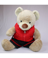 Build A Bear Workshop Tan Cream Plush Dressed Teddy Bear Red Jacket Blac... - £11.42 GBP