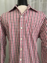 Michael Kors Men&#39;s Shirt Regular Fit White Burgundy Red Plaid Casual Size 15 1/2 - £14.70 GBP