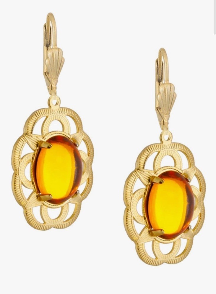 Alzerina 24K Gold plated TopazFlower Austrian Crystal Lever Back Dangle Earrings Item image 3