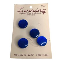 Lot 4 Medium Buttons Vintage Iridescent Dark Blue 20 mm Diameter Shank Lansing - £3.79 GBP