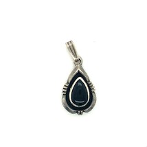 Vintage Sterling Signed OD Navajo Handmade Teardrop Black Onyx Charm Pendant - £42.00 GBP