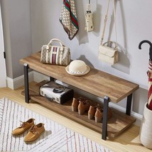 Foluban Entryway Bench, Industrial Shoe Bench For Living Room,, Oak 47 Inch. - £124.26 GBP