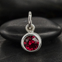 Sterling Silver Crystal Birthstone Charm - July 11x5mm - $259.25 MXN