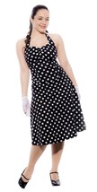 Cotton Halter Neck Dress - B&amp;W Polka Dot Rockabilly Sundress - S and M - Hey Viv - £17.99 GBP