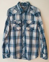 BKE Pearl Snap Plaid Western Shirt Standard Fit Mens Sz M Long Sleeve Rodeo  - $17.49