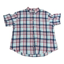 IZOD Saltwater Shirt 2XL Short Sleeve Button Up Plaid XXL Relaxed Classics Red - £21.98 GBP