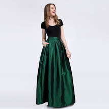 EMERALD GREEN Taffeta Pleated Midi Skirt Women Custom Plus Size Skirt Outfit image 11
