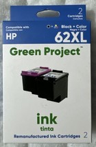 Green Project For Hp 62XL Black &amp; Color Ink Set F6U02BN - C2P05AN &amp; C2P07AN - £30.00 GBP