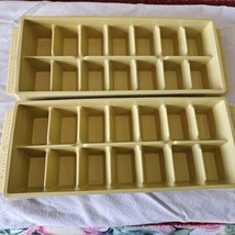 General Electric GE 2 Ice Cube Trays Stacking Harvest Gold Plastic Vinta... - $14.96