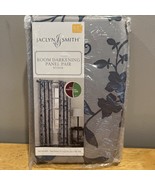 Vtg Jaclyn Smith Room Darkening Gray Floral Panel Pair Ryder 52”x63” Cur... - $40.95 CAD