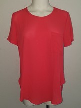 NEW Lush Coral Red Semi-Sheer Shirt Short Sleeve Salmon Size XS - £13.28 GBP