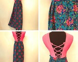 Lanz Originals Dress size S M Pink Teal Crisscross Back Floral Vintage 1... - $64.95