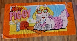 Vintage Miss Piggy Beach Towel 1987 Muppets Jim Henson Franco Cotton 29.5x59 - £33.18 GBP
